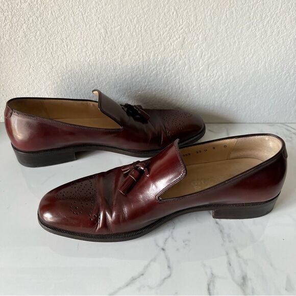 Salvatore Ferragamo Mens Leather Tassel Loafers Size 8 Brown